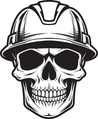 Construction Guardian: Vector Logo Design for Site Safety Skull Constructor: Iconic Skull in Construction Helmet Graphics