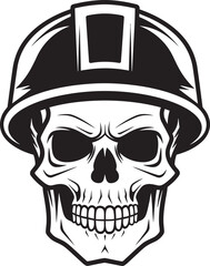 Hard Hat Guardian: Vector Logo Design for Site Safety Construction Protector: Iconic Skull in Construction Helmet Graphics