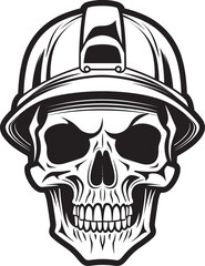Hard Hat Protector: Iconic Helmet-Wearing Skull Graphics Construction Warden: Vector Logo Design for Site Safety