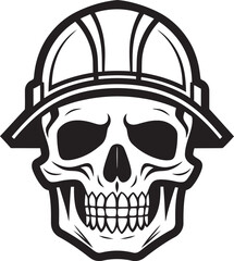Construction Warden: Vector Logo Design for Site Safety Skull Scaffold: Iconic Skull in Construction Helmet Graphics