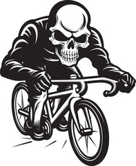 BoneBlaze: Skull Riding Bicycle Icon Graphics Skull Pedaler: Vector Logo Design for Cycling Enthusiasts