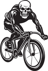 Grim Reaper's Roll: Vector Logo of Skull on Bicycle GhostRider: Skull Bicycle Emblem Design