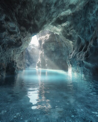 beautiful cave with a river