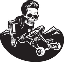 Bone Shredder: Iconic Skull Skateboarding Emblem Design Grim Grind: Skull on Skateboard Vector Logo Graphic