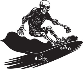 Ghost Grind: Skull Skateboard Emblem Graphics Skull Shredder: Vector Logo Design for Skateboard Enthusiasts