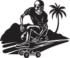Skeleton Skater: Vector Logo Design for Skating Enthusiasts Skull Thrash: Iconic Skateboarder Skull Graphics