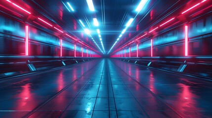 a long corridor with lights