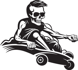 Ghost Rider: Skull Skateboarding Icon Design Skeleton Skater: Vector Logo Design for Skating Enthusiasts
