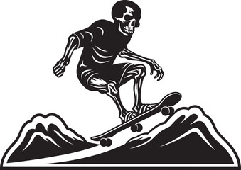 Skull Thrash: Iconic Skateboarder Skull Graphics Reaper Rampage: Vector Logo Design for Skull Skateboarders