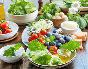 salad with feta cheese and olives - obrazy, fototapety, plakaty