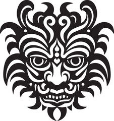 Mystical Masquerade: Traditional Balinese Mask Logo Spiritual Splendor: Vector Bali Mask Icon Graphics