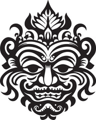 Ancient Adornments: Bali Mask Vector Logo Island Spirit: Traditional Balinese Mask Icon