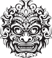 Ancient Artistry: Traditional Bali Mask Vector Design Tribal Tribute: Bali Mask Icon Emblem