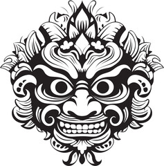 Cultural Captivation: Traditional Mask Emblem Design Island Identity: Bali Mask Vector Logo