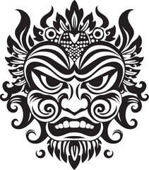 Island Inspirations: Bali Mask Vector Logo Spiritual Symbols: Traditional Balinese Mask Icon