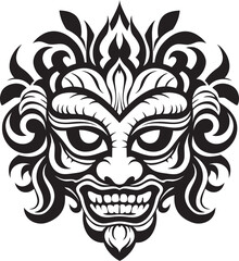 Island Essence: Vector Bali Mask Icon Design Cultural Connections: Traditional Mask Emblem Graphics
