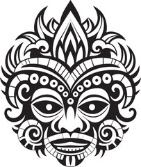 Mystical Mastery: Bali Mask Vector Icon Graphics Ethereal Elegance: Traditional Balinese Mask Emblem