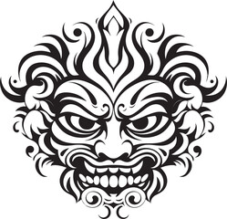 Cultural Connections: Traditional Mask Emblem Graphics Bali Brilliance: Bali Mask Vector Logo