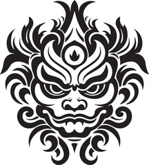 Sacred Symmetry: Traditional Mask Logo Design Mystical Mirage: Bali Mask Vector Icon Graphics