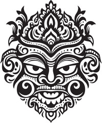 Cultural Reflections: Traditional Mask Emblem Graphics Bali Bliss: Bali Mask Vector Logo