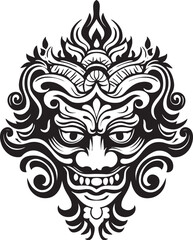Island Splendor: Balinese Mask Icon Design Ancient Artistry: Bali Mask Emblem Graphics