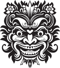 Timeless Tradition: Traditional Mask Vector Logo Cultural Carvings: Balinese Mask Icon Design