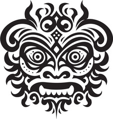 Island Majesty: Traditional Mask Vector Logo Mystical Beauty: Balinese Mask Icon Design