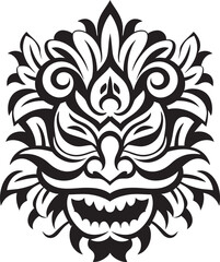 Ancient Artistry: Bali Mask Emblem Graphics Ethereal Charm: Traditional Mask Vector Logo