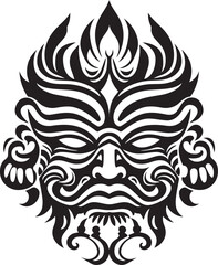 Tribal Treasures: Bali Mask Emblem Graphics Sacred Symbols: Traditional Mask Vector Logo