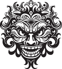 Island Icons: Balinese Mask Icon Design Ancient Allegiance: Bali Mask Emblem Graphics