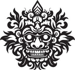 Cultural Creations: Bali Mask Emblem Graphics Island Legacy: Traditional Mask Vector Logo