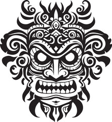 Enigmatic Elegance: Bali Mask Emblem Design Bali Traditions: Traditional Mask Vector Graphics