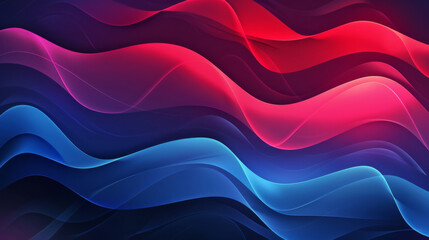 Vibrant abstract backdrop with fluid wavy patterns in shades of blue and red - obrazy, fototapety, plakaty