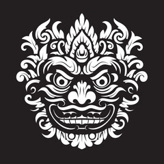 Cultural Carvings: Traditional Bali Mask Vector Design Island Artistry: Bali Mask Icon Graphics