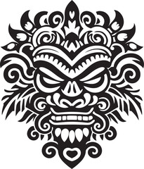 Ethereal Essence: Traditional Bali Mask Emblem Design Sacred Symbols: Bali Mask Vector Logo Graphics