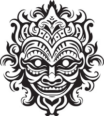 Tribal Treasures: Bali Mask Icon Graphics Cultural Captivation: Traditional Bali Mask Emblem Graphics
