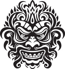 Spiritual Serenade: Traditional Bali Mask Emblem Graphics Ethereal Enchantment: Bali Mask Vector Logo