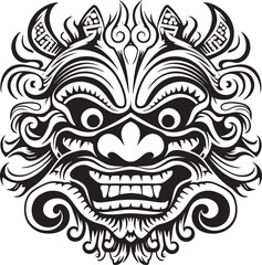 Enigmatic Essence: Bali Mask Emblem Logo Mystical Mosaics: Traditional Bali Mask Vector Graphics