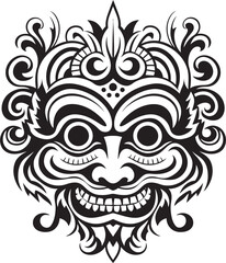 Spiritual Serenade: Traditional Bali Mask Vector Graphics Ethereal Enchantment: Bali Mask Icon Design
