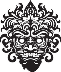 Timeless Totems: Traditional Bali Mask Icon Design Sacred Symmetry: Bali Mask Emblem Logo