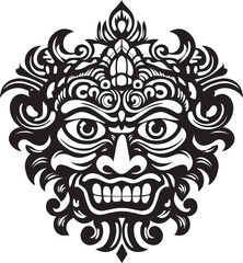 Island Impressions: Bali Mask Vector Emblem Timeless Totems: Traditional Bali Mask Icon Design