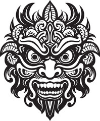 Spiritual Splendor: Traditional Bali Mask Logo Design Tribal Treasures: Bali Mask Icon Graphics