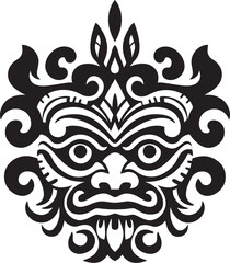 Island Intrigue: Bali Mask Icon Design Ancient Allure: Traditional Bali Mask Emblem Graphics
