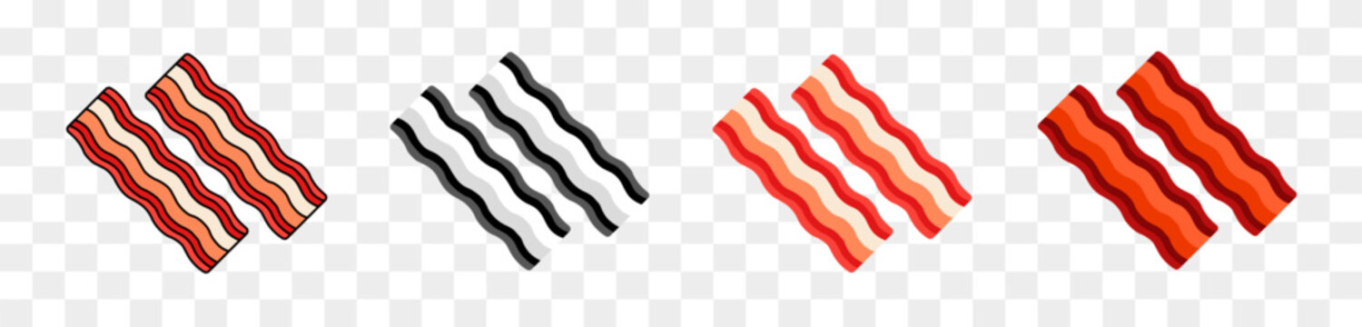Bacon strips - Stock Vector, Vector icons of fried bacon strips, bacon strips of varying degrees of doneness, meat eps10