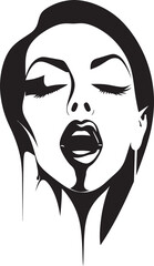 Midnight Mystique: Woman Vampire Face Icon Design Veiled Vamp: Vector Logo of Woman's Vampire Face