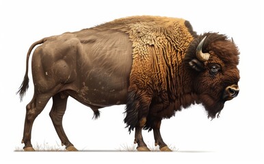 Majestic, wild, bison, powerful, grazing