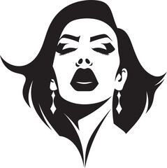 Seductive Siren's Bite: Vector Logo of Vampiric Woman Face Midnight Mystery Mistress: Woman Vampire Face Icon Design