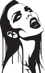 Shadow Seduction: Vector Logo of Alluring Vampire Face Nightly Noir: Woman Vampire Icon Graphics