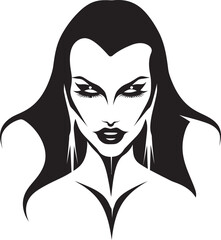 Midnight Mistress: Woman Vampire Emblem Design Twilight Temptress: Vector Logo of Gothic Vampire Face