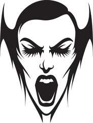 Moonlit Muse: Vector Logo of Enigmatic Vampire Face Seductive Siren: Woman Vampire Emblem Design
